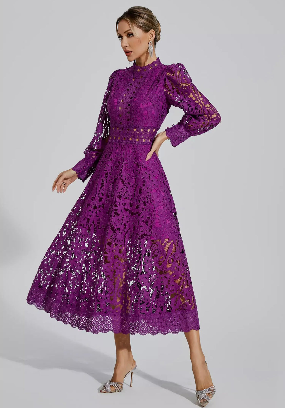 Paula Midi Lace Dress Bugambilia