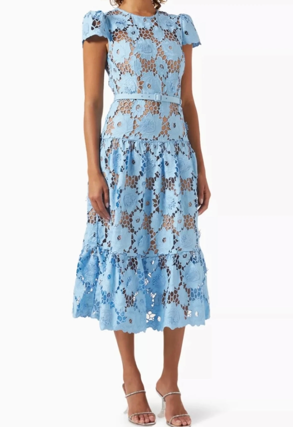 Vestido Flores Midi Azul Cielo Lucy