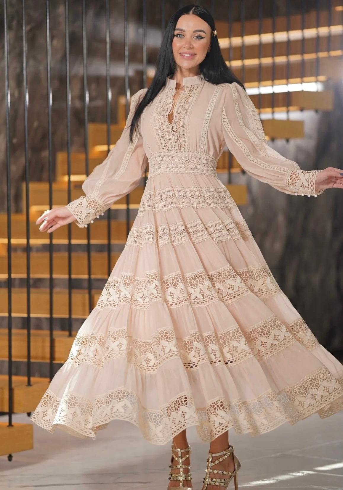 Adriana Maxi Vestido Con Diseño