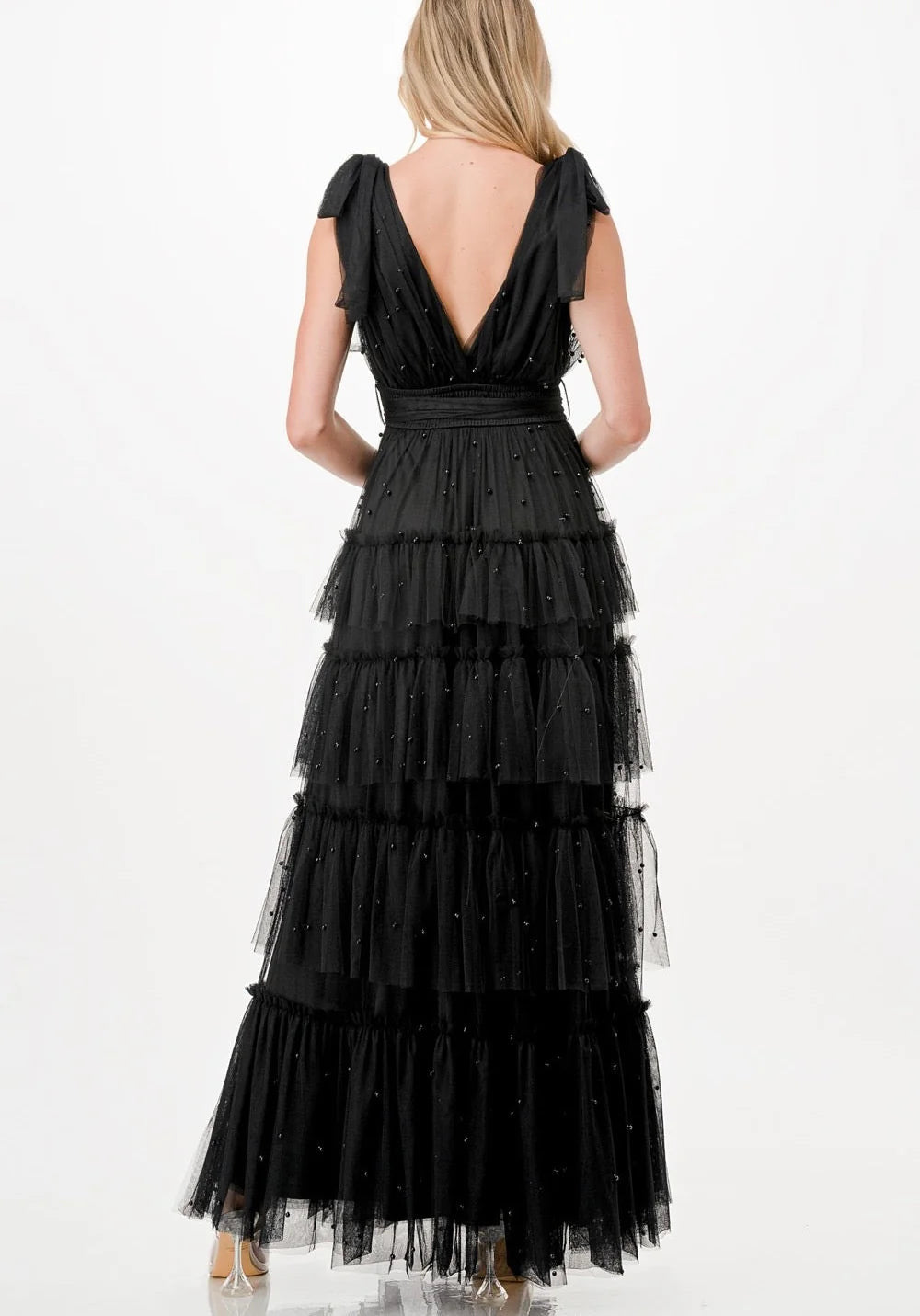 Vestido Tul Con Detalle de Perlas