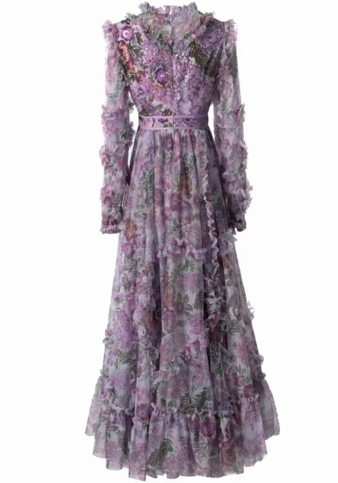 Maxi Vestido Morado Con Detalles de Lentejuela