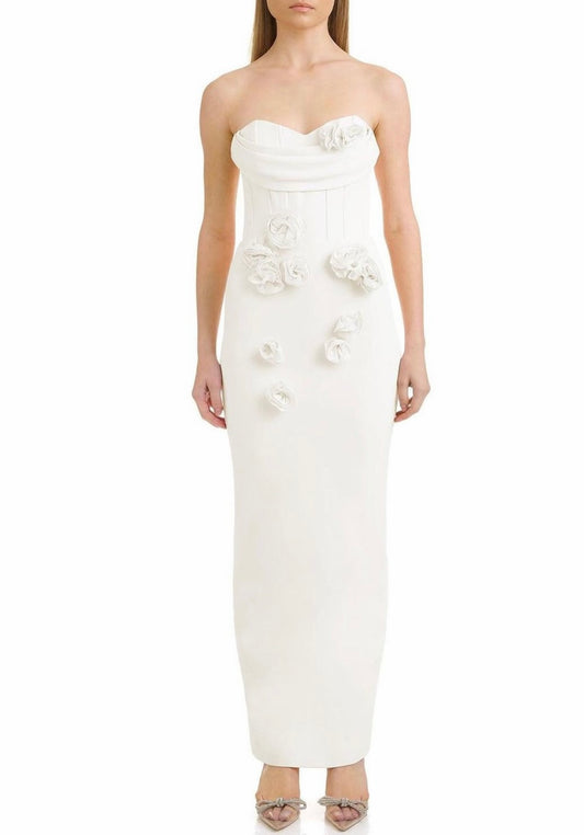 Maxi Vestido Blanco Mirnna Tela Bandage