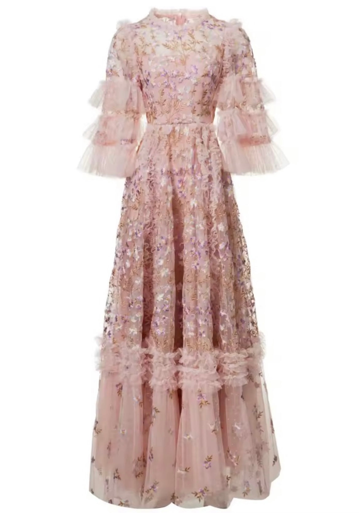 Maxi Vestido Tul Floreado