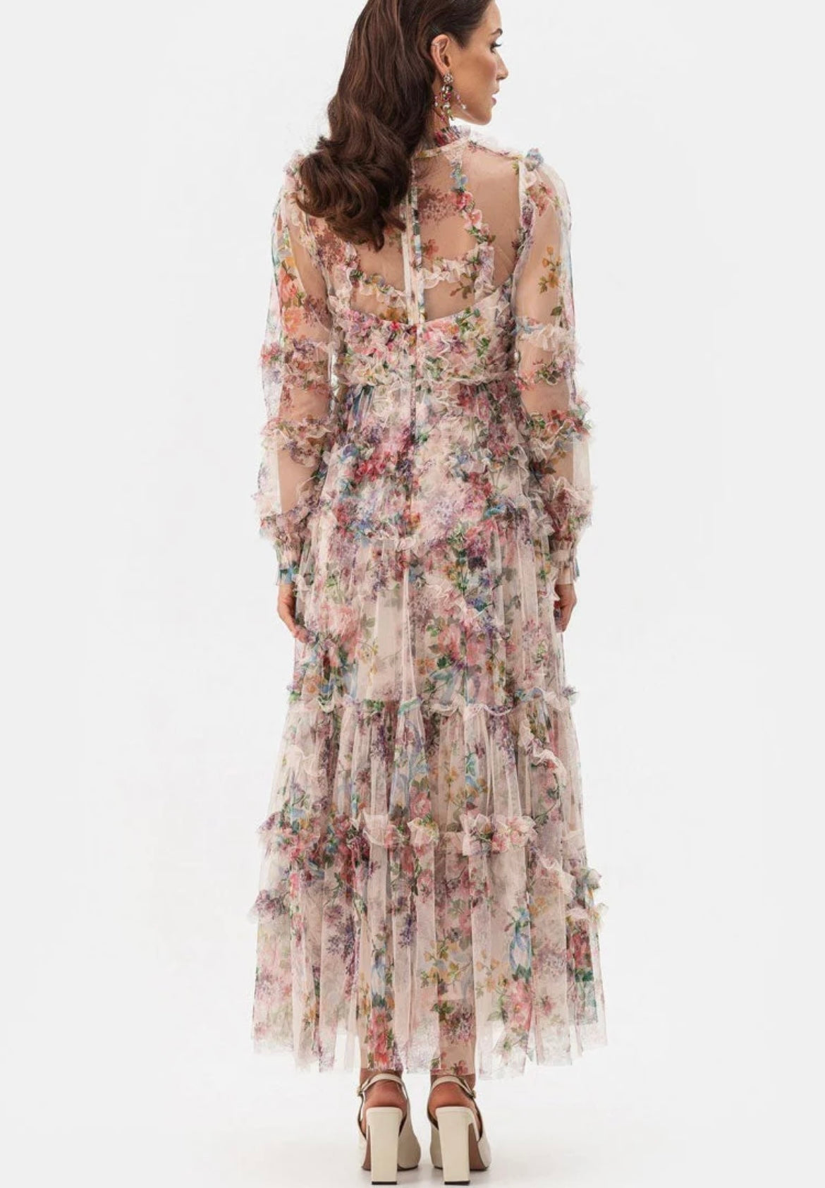 Vestido Tul Estamado Floral