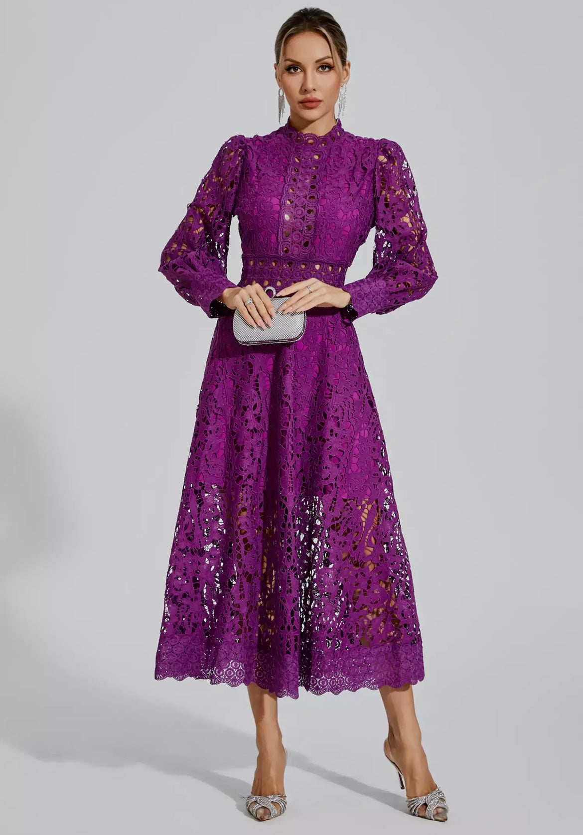 Paula Midi Lace Dress Bugambilia