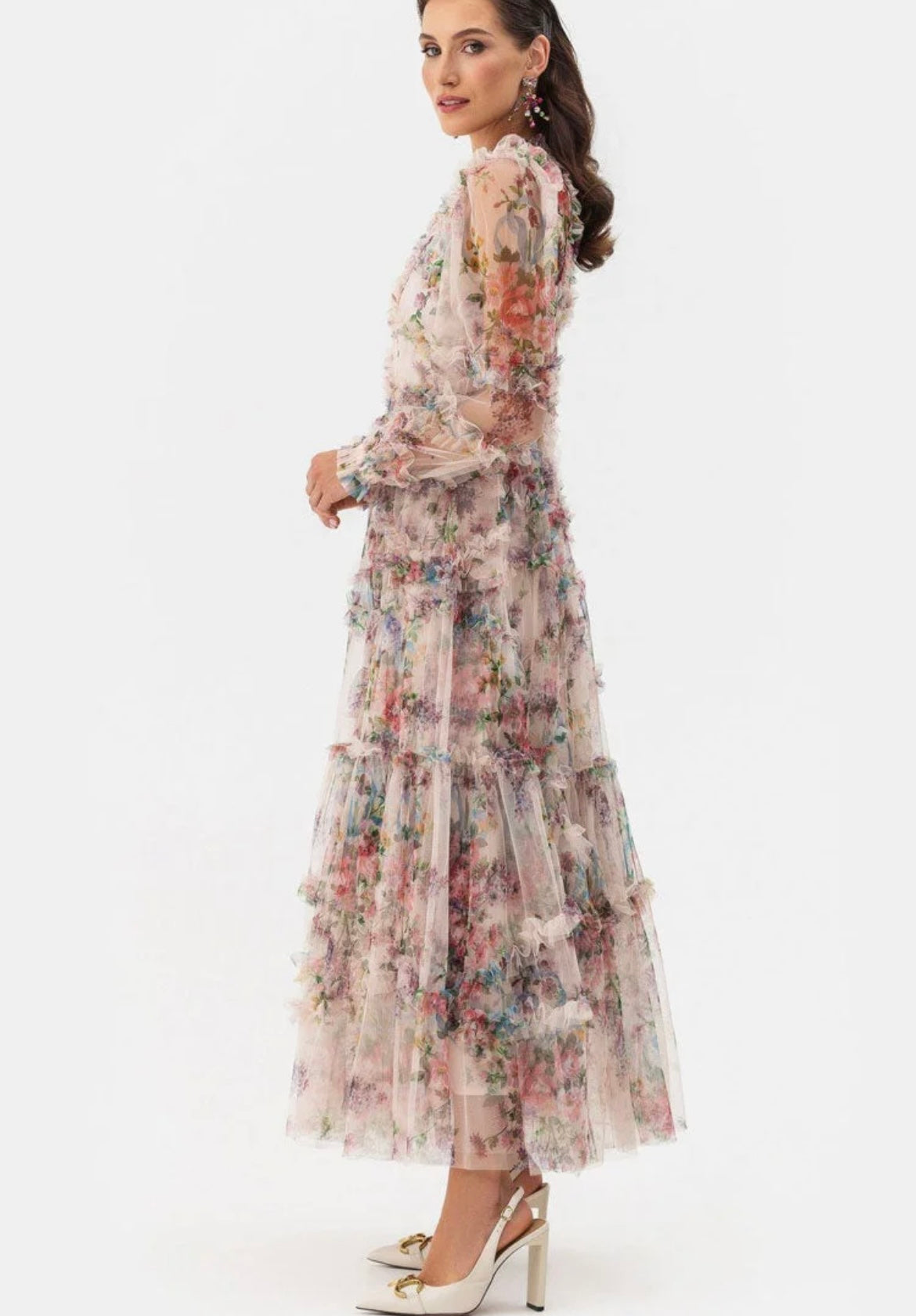 Vestido Tul Estamado Floral