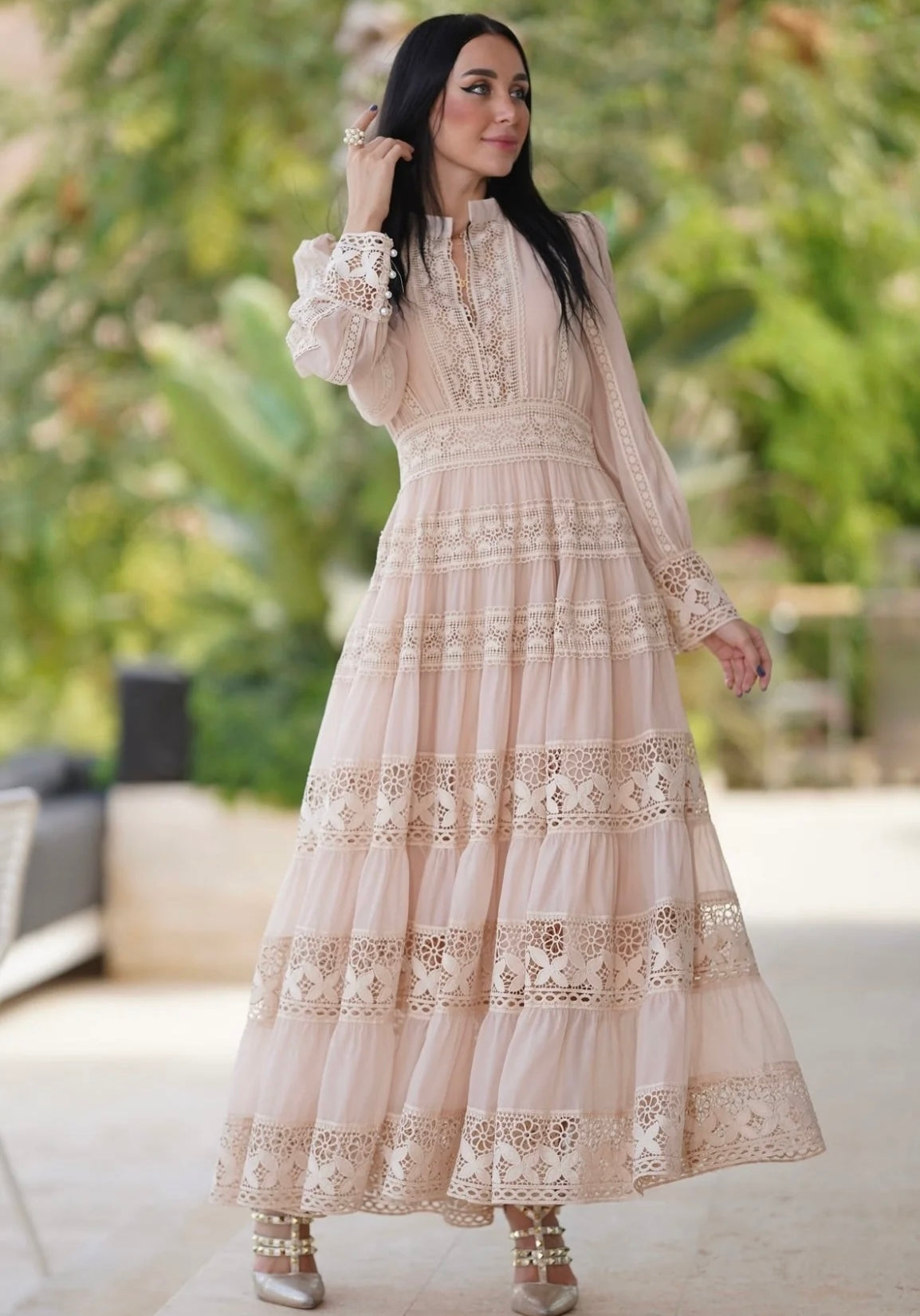 Adriana Maxi Vestido Con Diseño