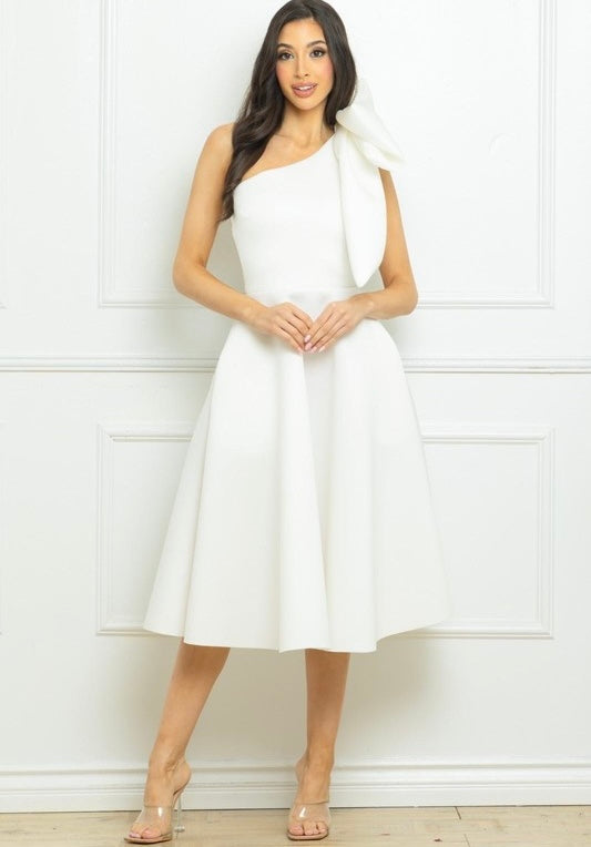 Vestido Blanco Sara Detalle Moño