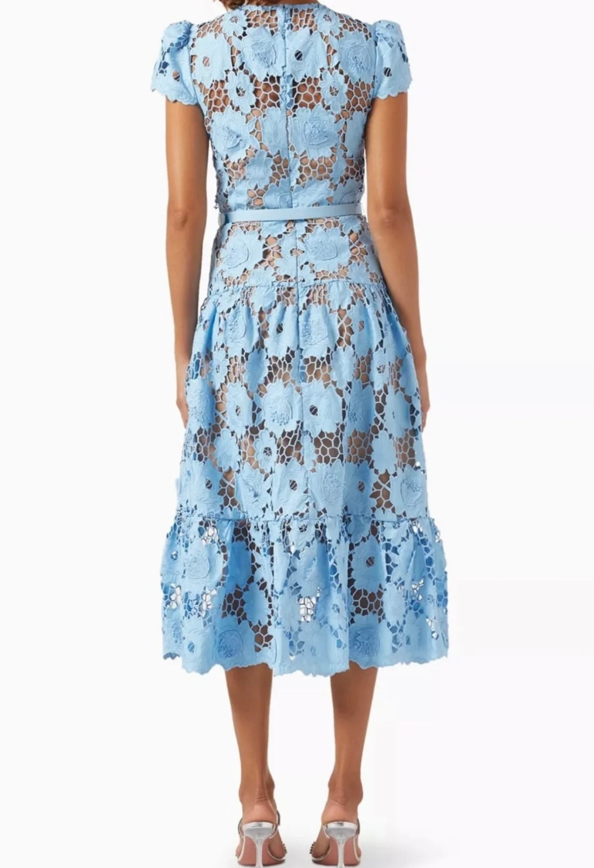 Vestido Flores Midi Azul Cielo Lucy