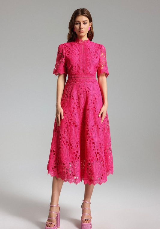 Vestido Martina Midi Rosa