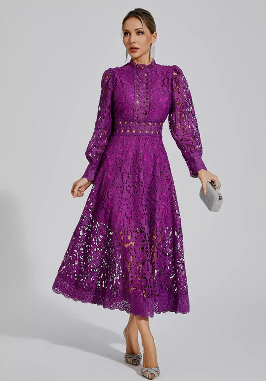 Paula Midi Lace Dress Bugambilia