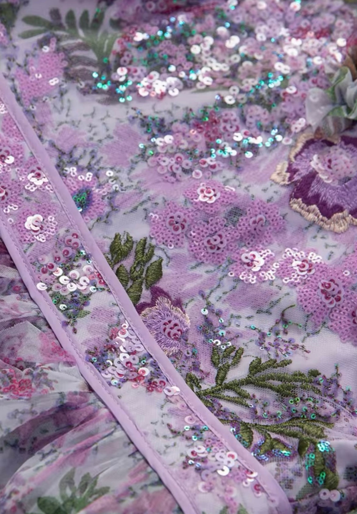 Maxi Vestido Morado Con Detalles de Lentejuela