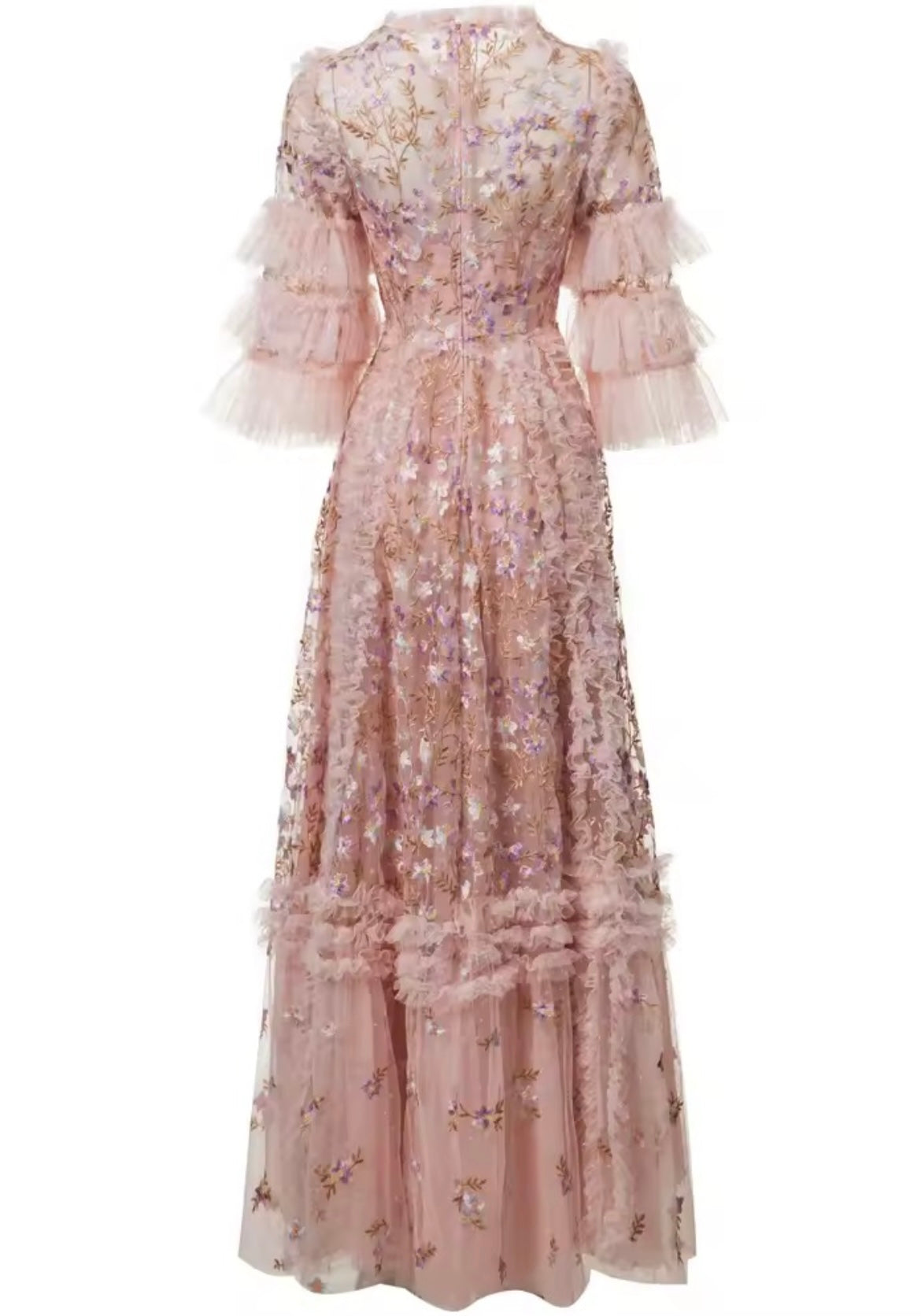 Maxi Vestido Tul Floreado