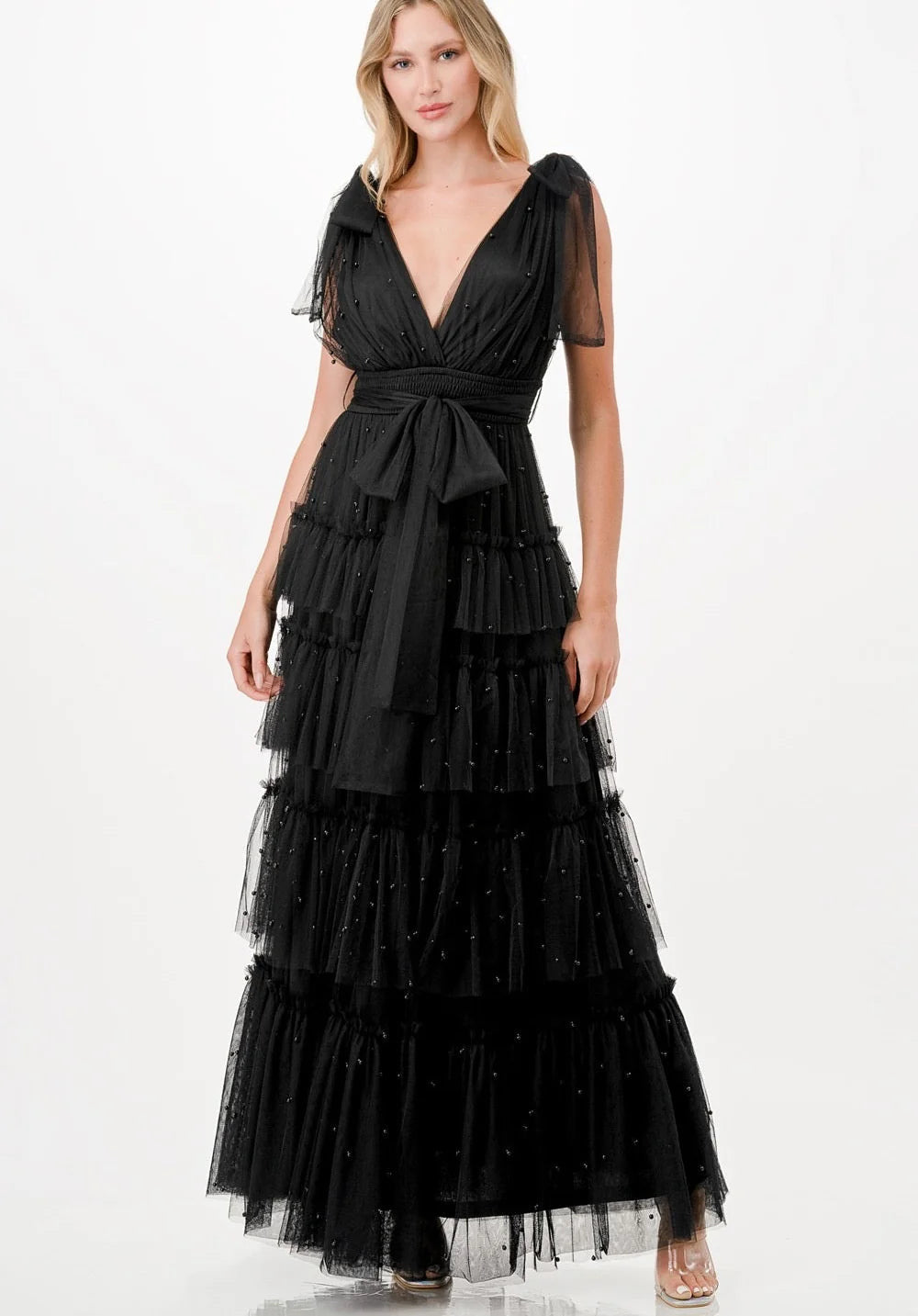 Vestido Tul Con Detalle de Perlas